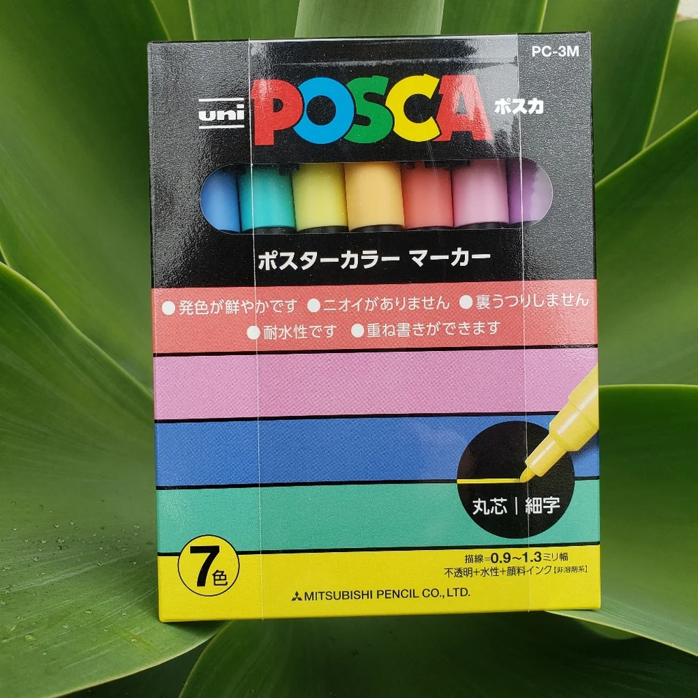 New Uni Posca Paint Marker Pen Fine Point Set of 7 Natural Colors PC-3M 7C